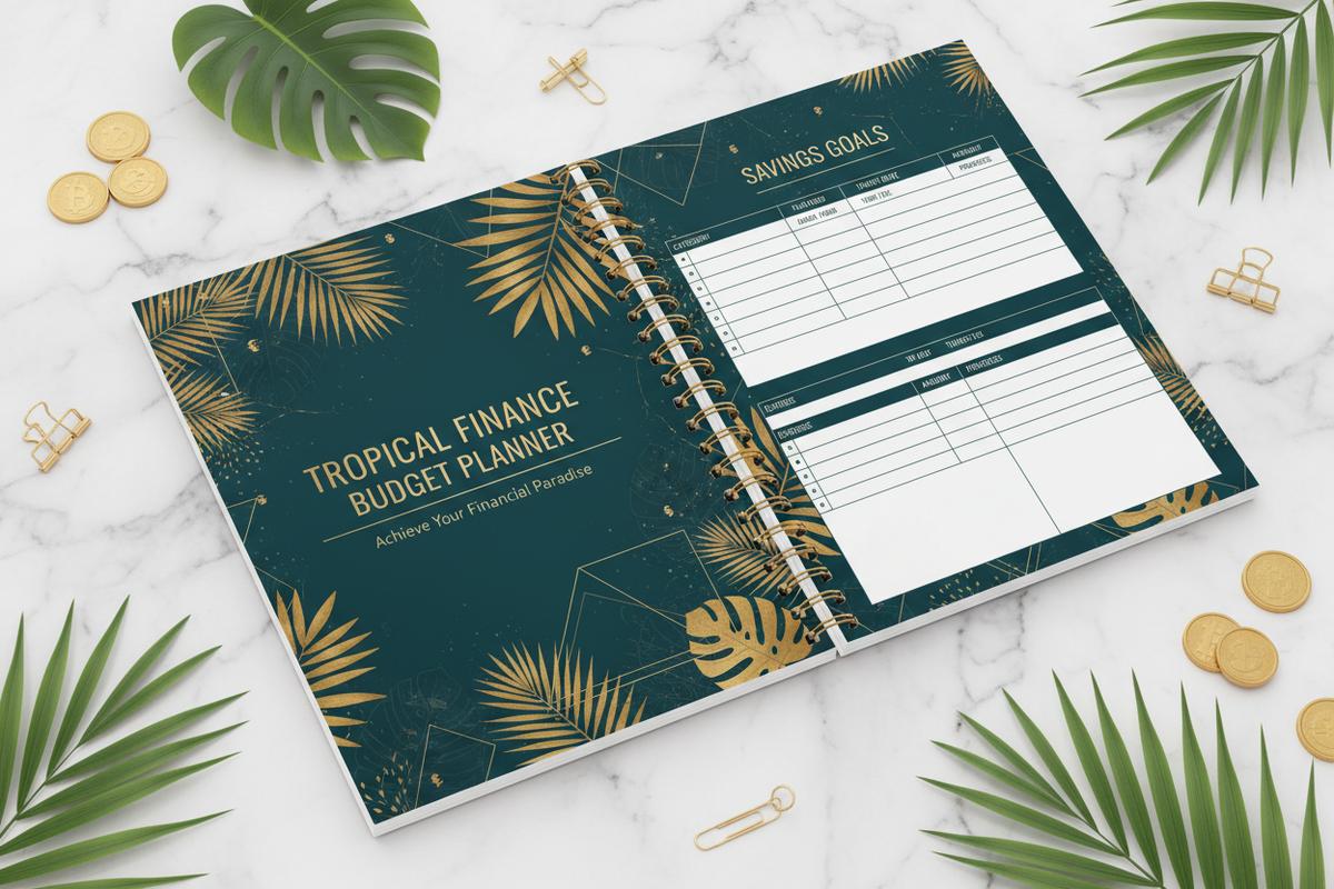 Tropical Finance Budget Planner - Carnet spirale mockup