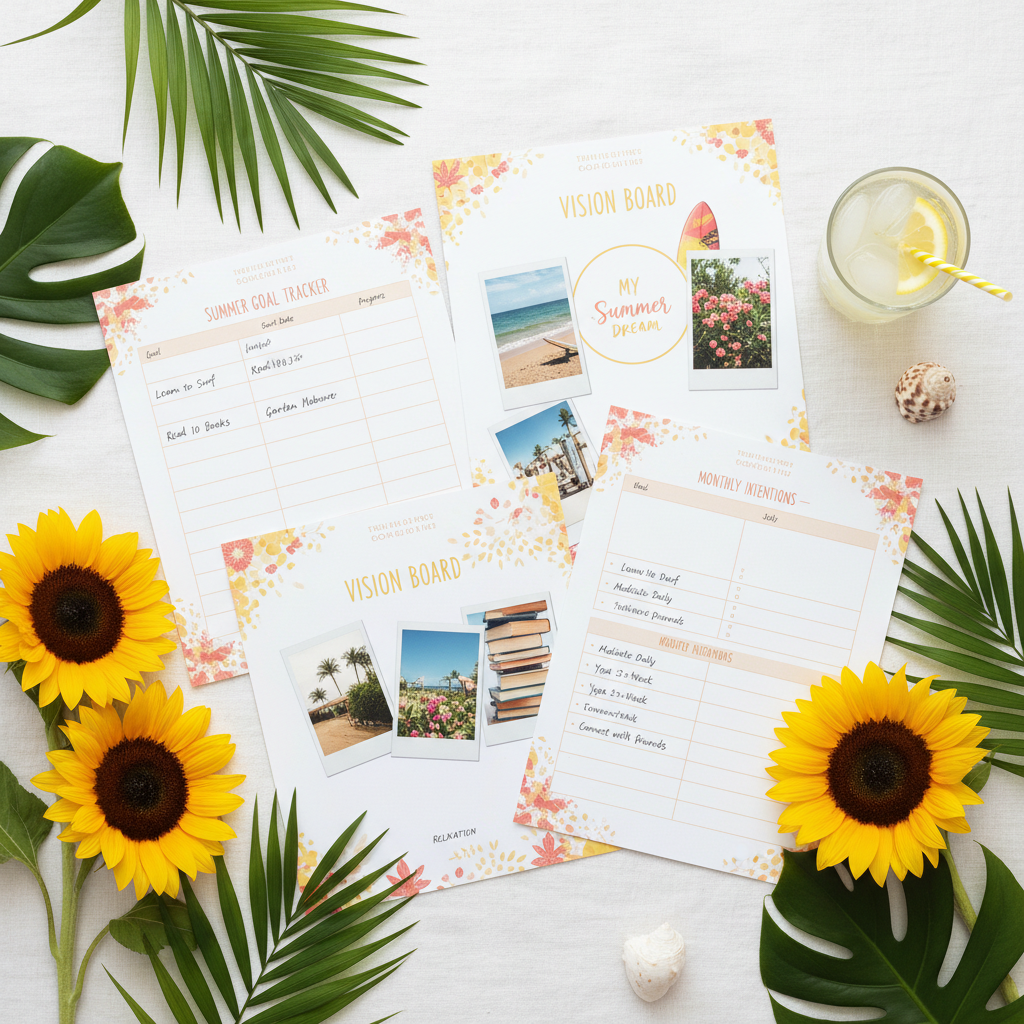 Summer Goals Planner - Flat lay