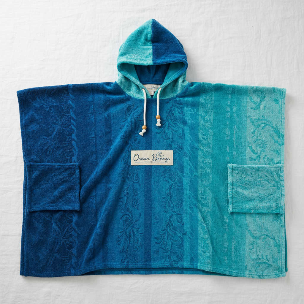 Ocean Breeze Beach Poncho - Flat lay