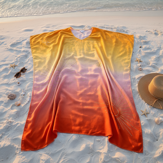 Sunset Glow Poncho - Flat lay