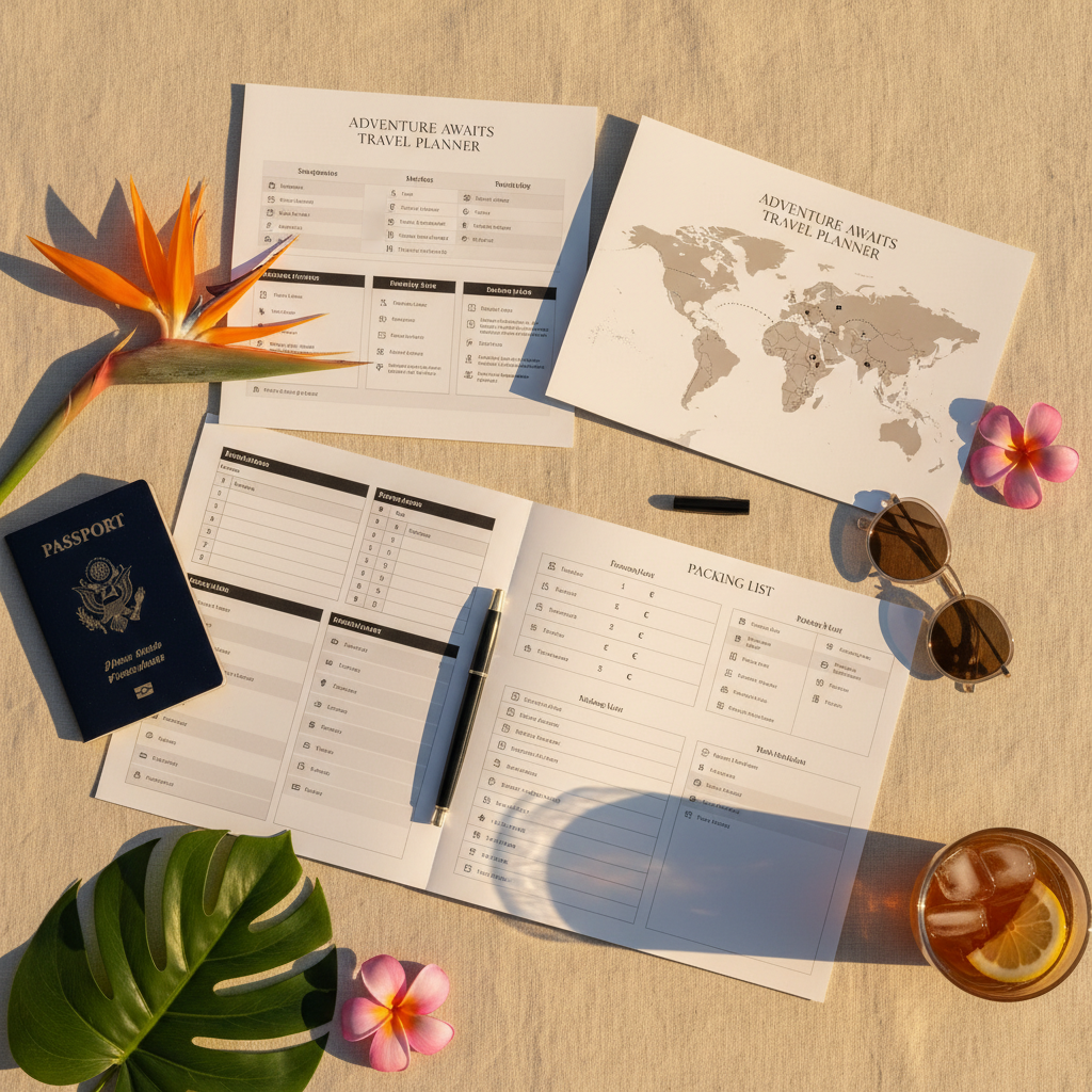 Sunset Travel Planner - Flat lay
