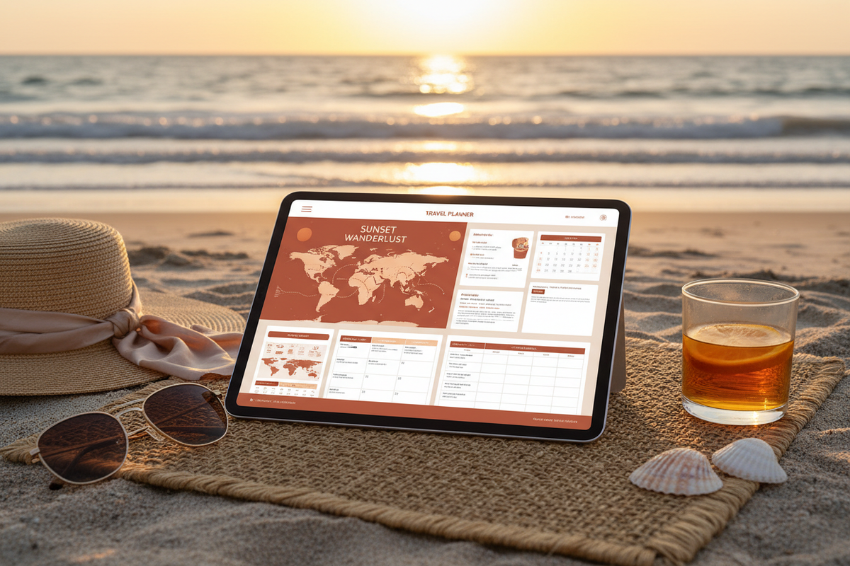Sunset Travel Planner - iPad mockup