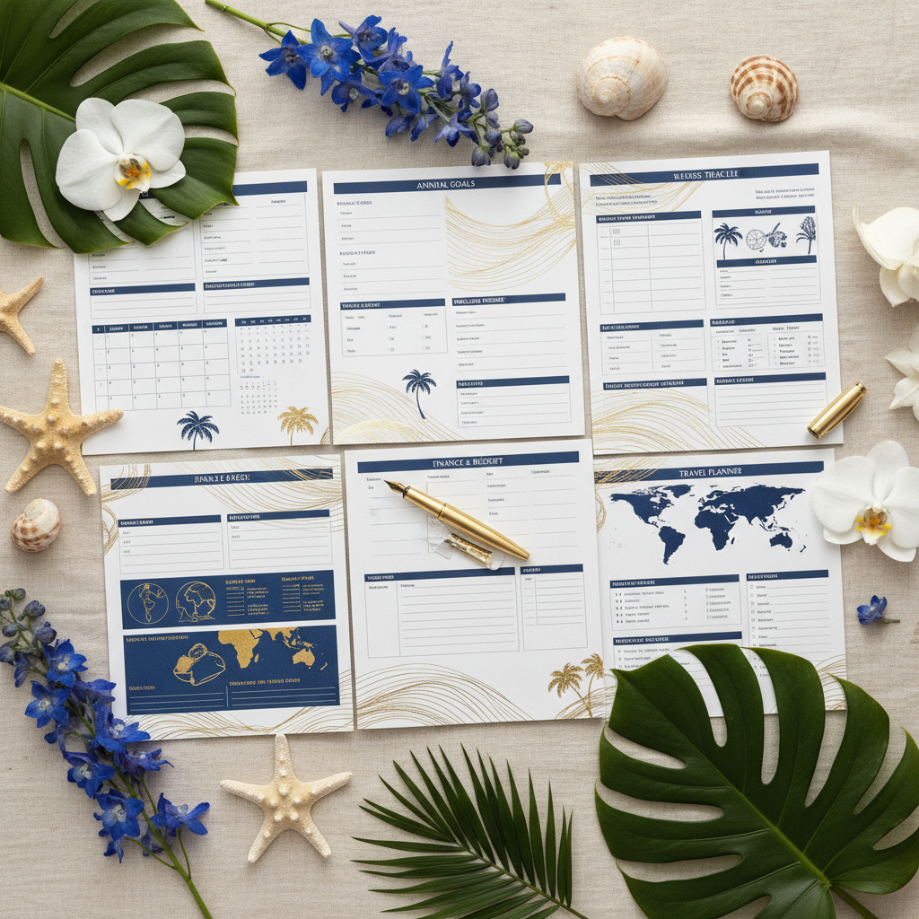 Ultimate Coastal Life Planner - Flat lay